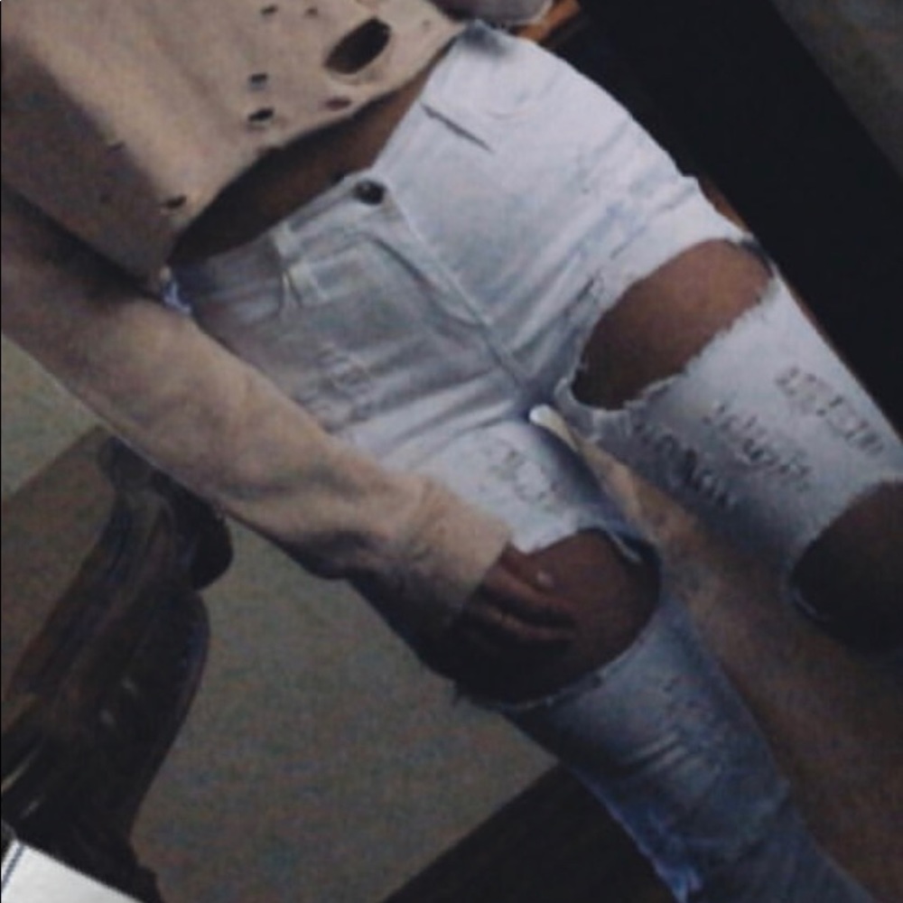 High Waisted White Jeans